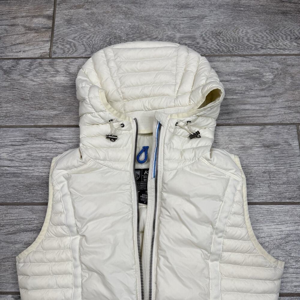 Kuhl Projekt Vest Womens Size Small White Goose Down Puffer Hooded Zip Pockets - Picture 10 of 16